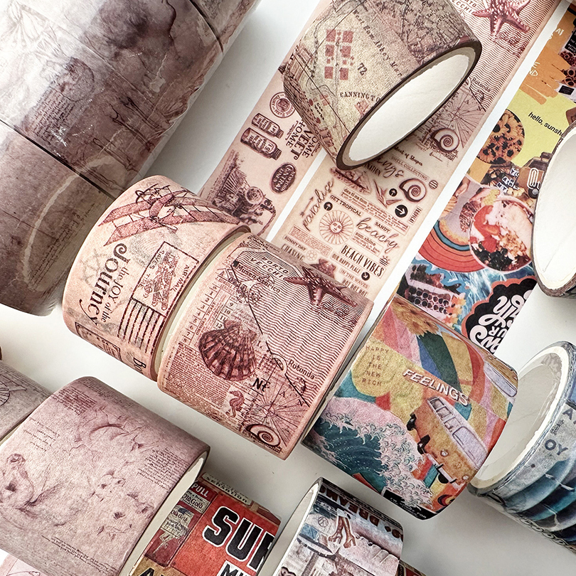 4 Stuks Retro Washi Tapes Scrapbooking Kaart Decoratieve Plakband Briefpapier Basic Afplakband Journal Levert Washi Tape Set
