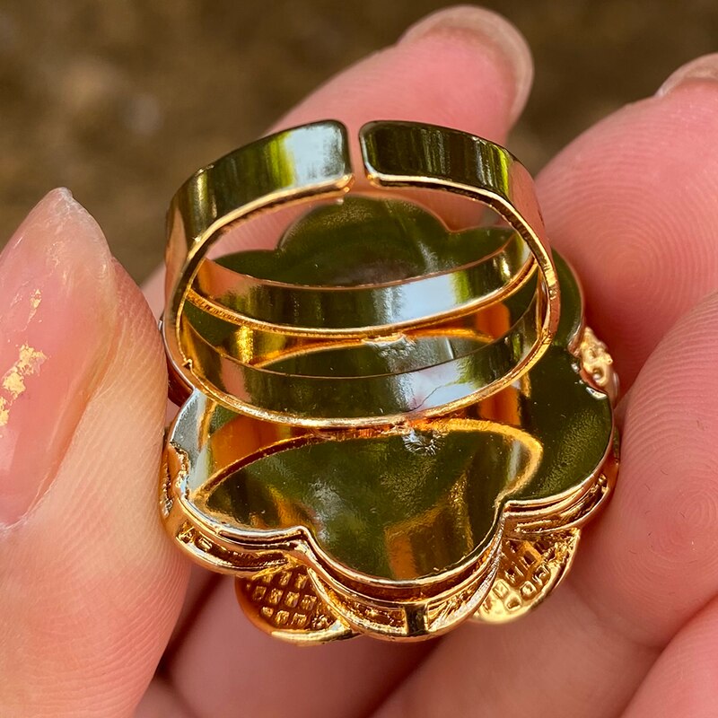 Free Size Ethiopia Rings Dubai rings For women 24K gold Plated African Party wedding Middle East Rings Hallowe
