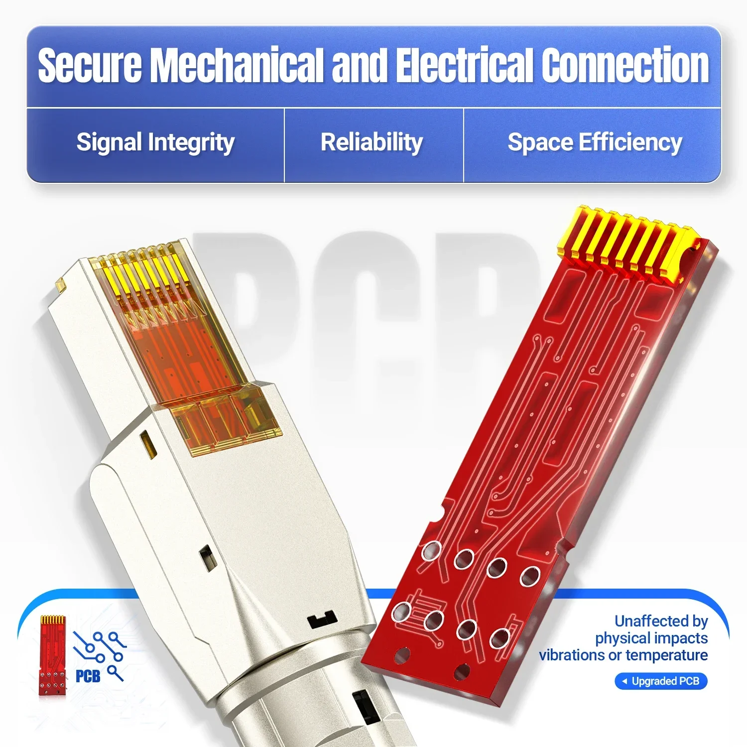 Conector AMPCOM RJ45 sin herramientas, enchufes de terminación reutilizables sin herramientas CAT8/7A/7/6A/6 enchufe Modular de campo Ethernet blindado