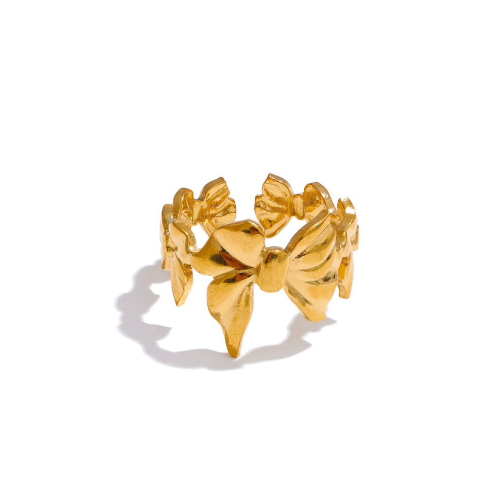 Anillo chapado en PVD de Color dorado ajustable abierto con flor de océano Yhpup para mujer, joyería de acero inoxidable a la , accesorios al por mayor: YELLOW