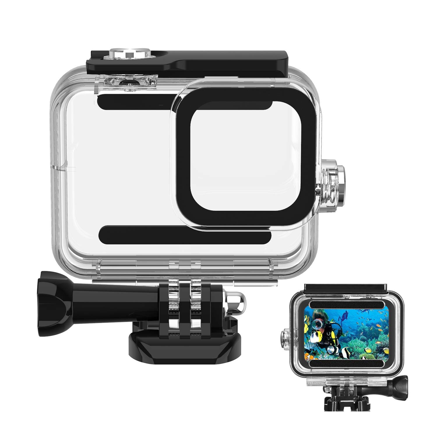 För gopro hero 8 vattentätt fodral dykning undervattenshölje skydd för gopro 8 svart fodral skal filter actionkamera tillbehör