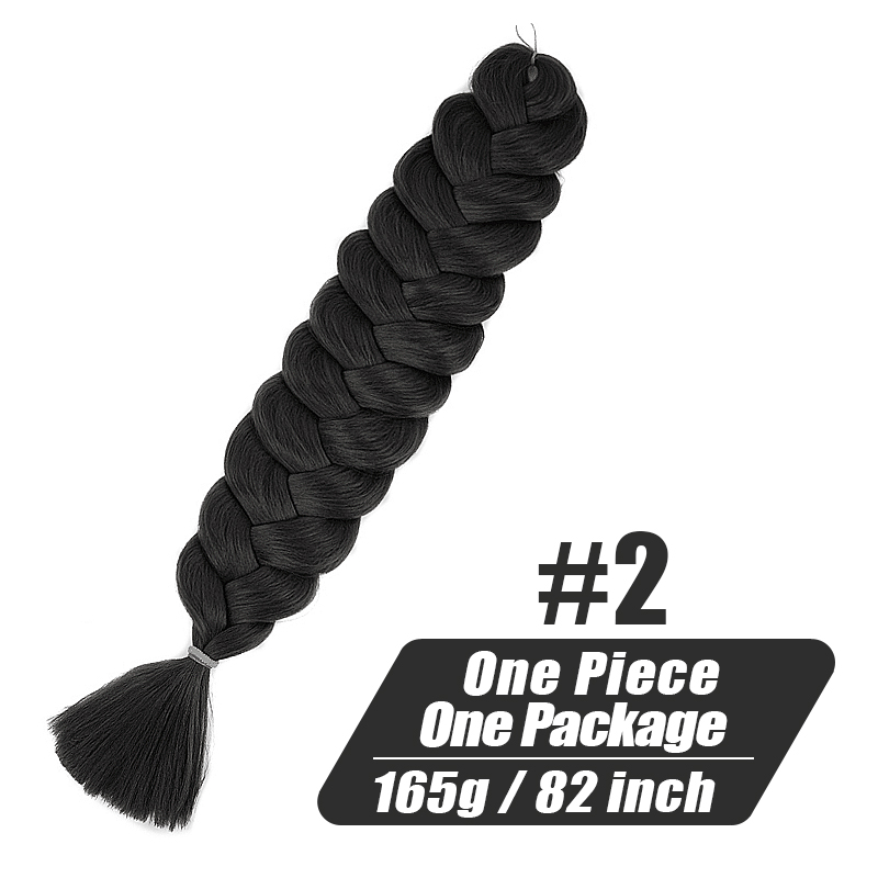 Una pieza, 82 pulgadas, 165g, trenza de fibra térmica, pelo trenzado sintético, Color puro, extensiones de cabello trenzado Jumbo de ganchillo para mujer: Castaño