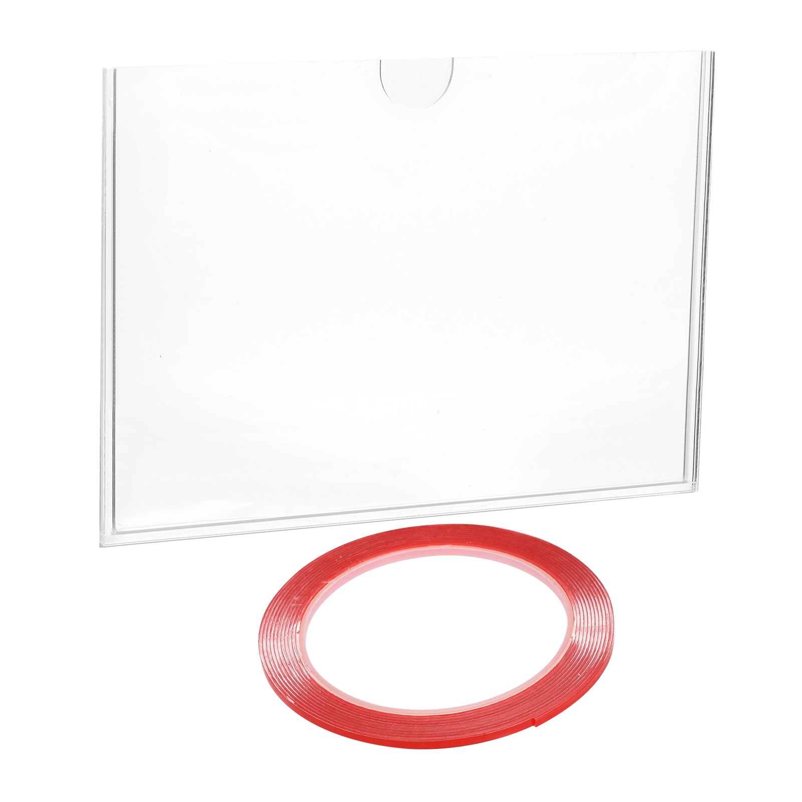 Uxcell Clear Acrylic Sign Holder Document Paper Horizontal Frame 5x7inch with Double Sided Adhesive Strip for Home 2 Pcs