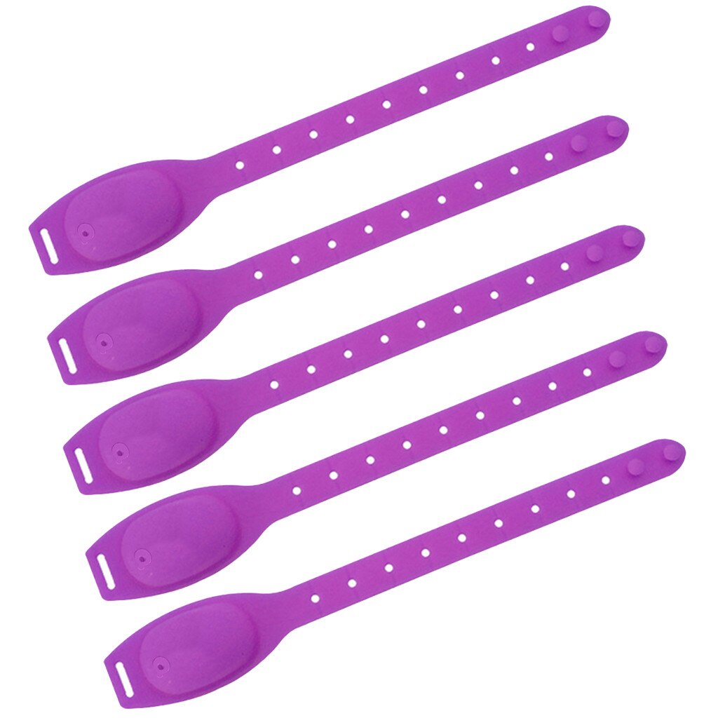 5pc voksne børn flydende armbånd hånddispenser håndvask gel med hel desinficerende håndsprit dispenser flydende håndsprit  p810: Lilla