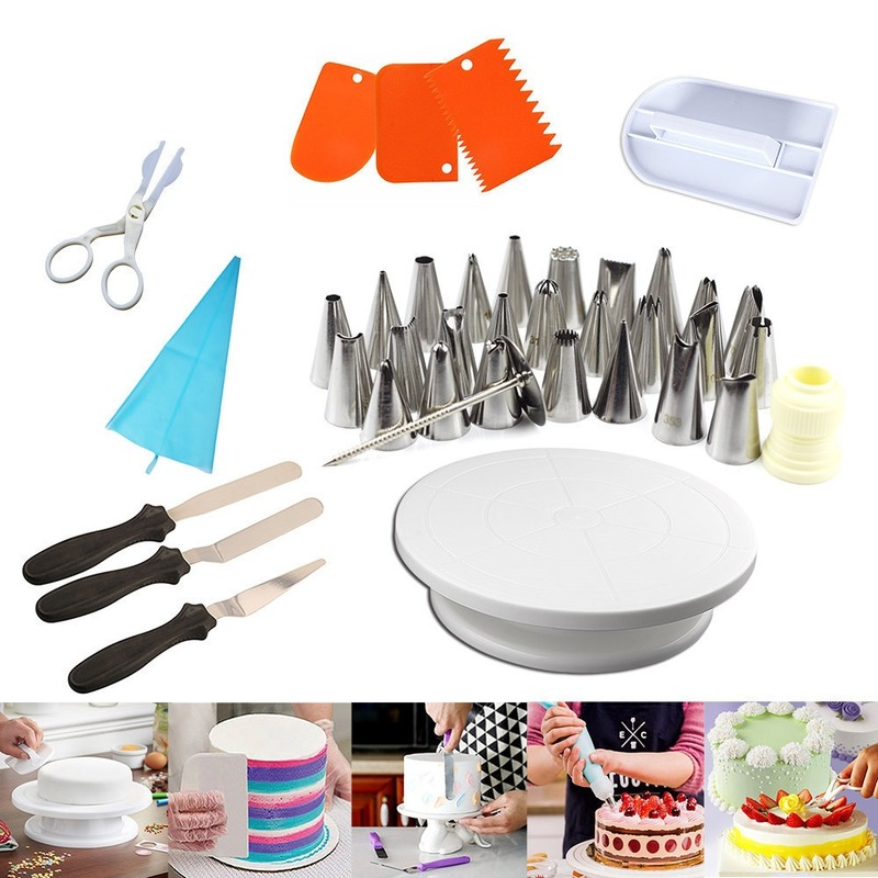Pastry Nozzle Confectionery Cake Decorating Tools Turntable Non-stick Candy Piping Nozzle Silicone Scraper Baking Pastry Tools: 38pcs