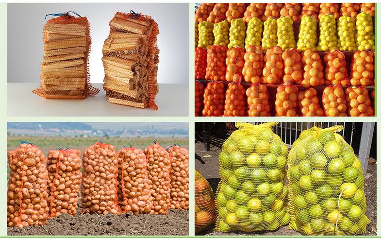 Sacs en maille pour bois de chauffage, sac en maille pour fruits et légumes, pochette en maille tissée