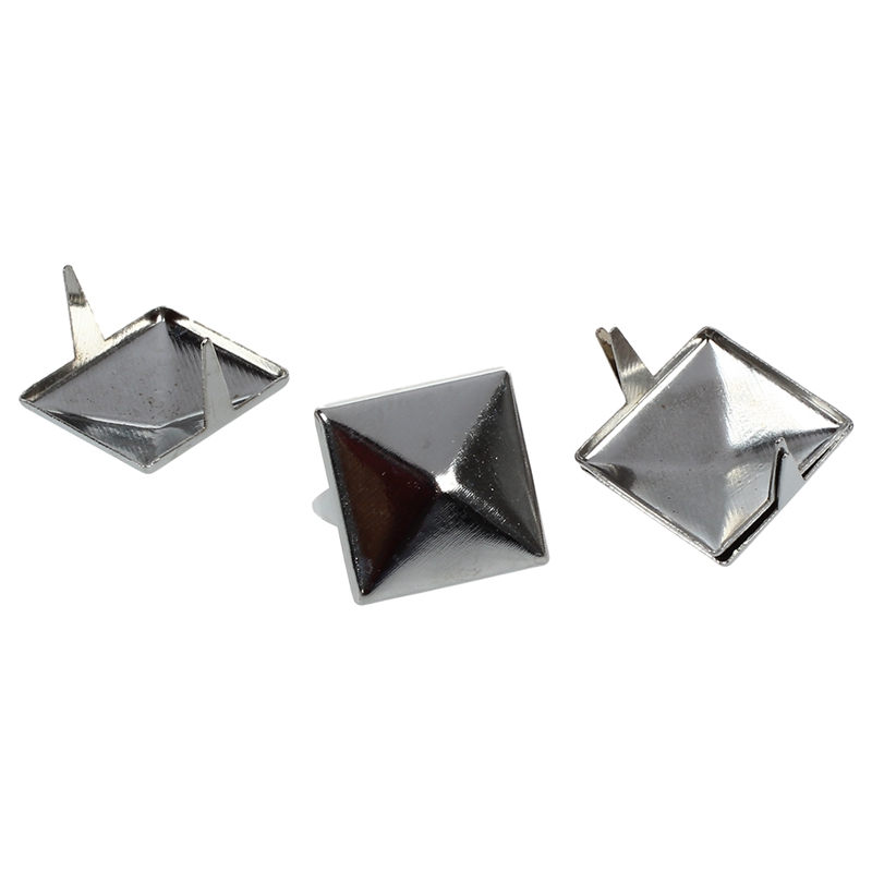 100pcs 2 PRONGS Pyramid Studs 12mm Silver Great For Any Leathercraft