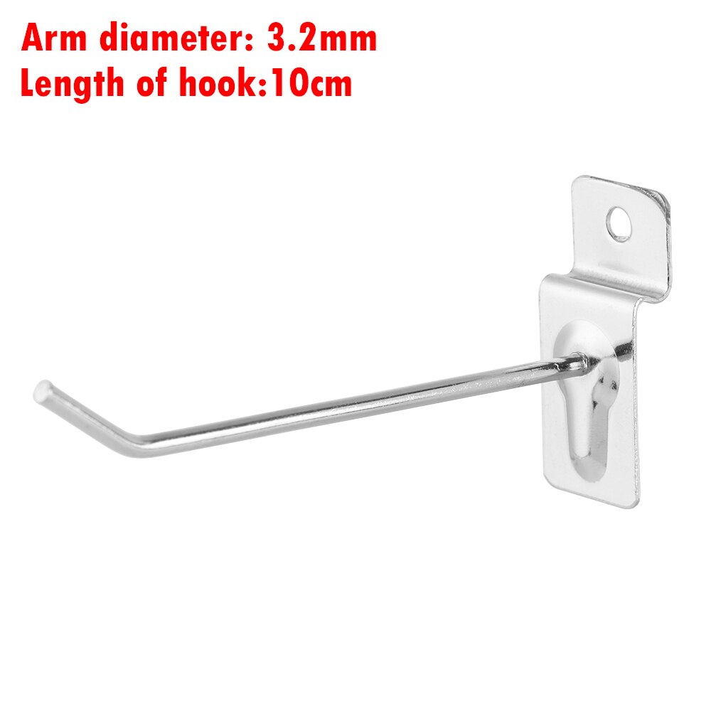 Ganchos de rejilla metálica perforada para almacenamiento de pared, estante de anzuelos para exhibición de productos, Panel de tablero, se adapta al gancho del taller, 5 uds.: 10cm