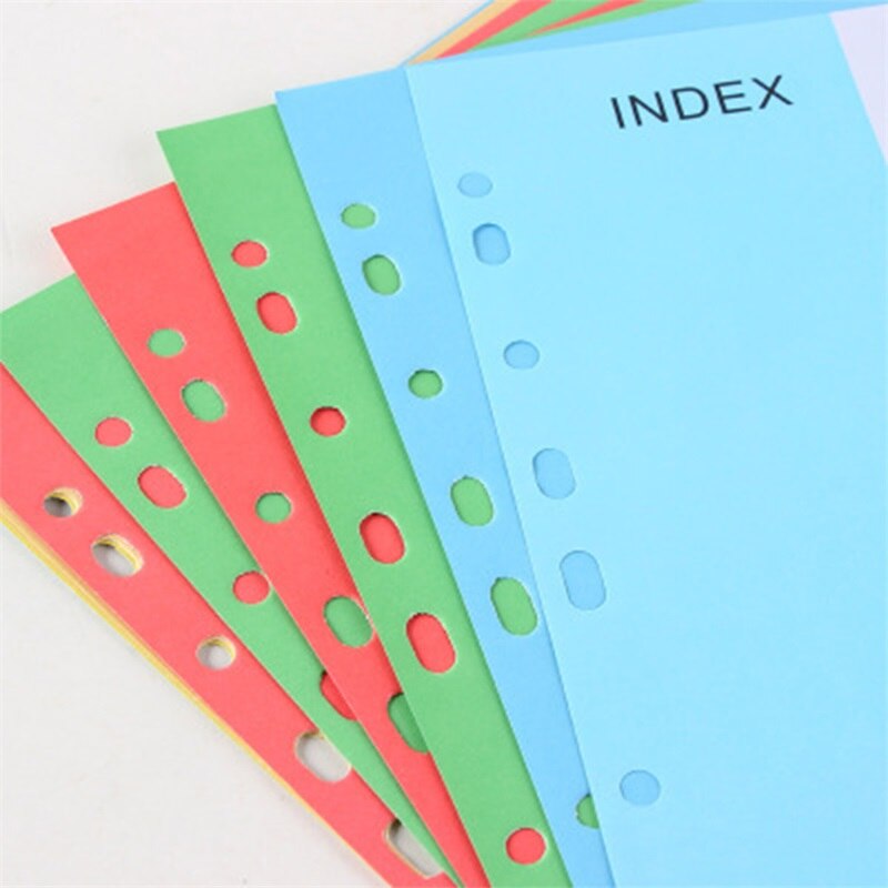 Binder Inner Pages Organizer Notebook Index Paper Separator Pages Stationary 6 Holes Diary Index Pages Loose Spiral Dividers