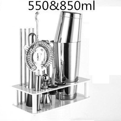 Cocktail Shaker Bar Set Plactic&amp;Wood Holder Stainless Steel Copper Plated Cocktail Shaker Bartender browserKit Bars Set Tools: E