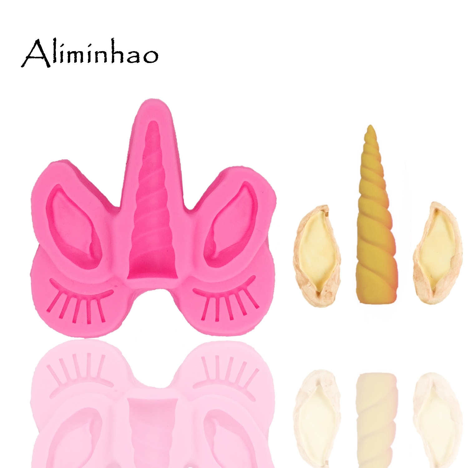 B1309 Cartoon unicorn ear eyes DIY fondant silicone mold for cake decorating tools chocolate gumpaste baking bakeware