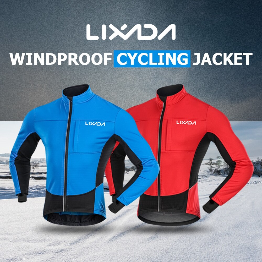 Lixada Men's Cycling Jacket Winter Thermal Warm Fleece Riding Running Sportswear Jacket Coat Windproof Coat Running Jackets