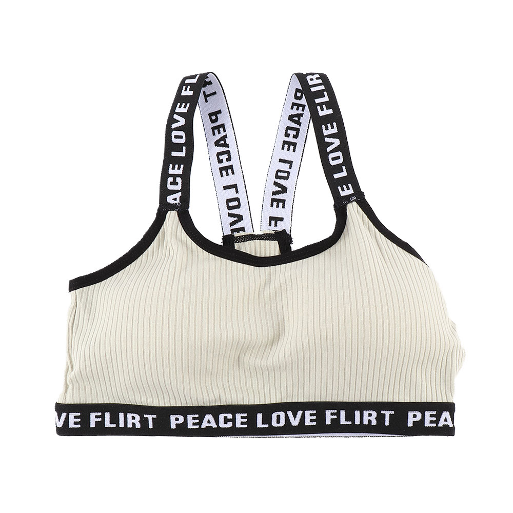 Letter Sports Bra Push Up Tube Tops Fitness Running Bandeau Bra Underwear Cotton Sport Tops For Women Sportswear Bra: Light Green