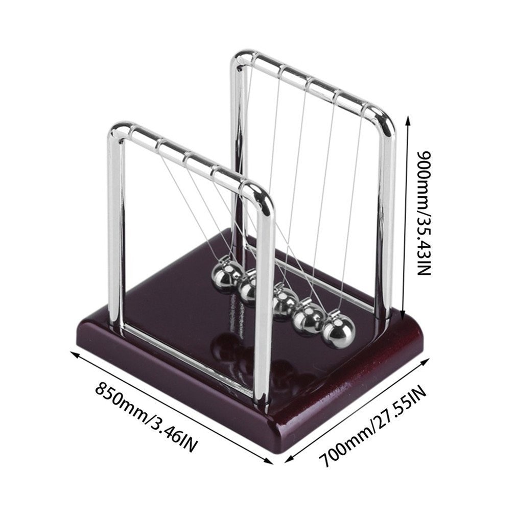 Newtons Cradle Balance Balls With Mirror Black Wooden Base Fun Gadget Pendulum For Office And Home Decoration-Mirror Ball