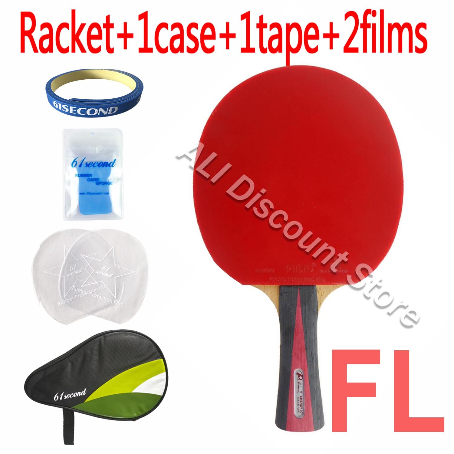 Palio ENERGIE 03 Blade met 2x CJ8000 H40-42 Rubbers voor een Tafeltennis Combo Racket FL: FL with H 1case