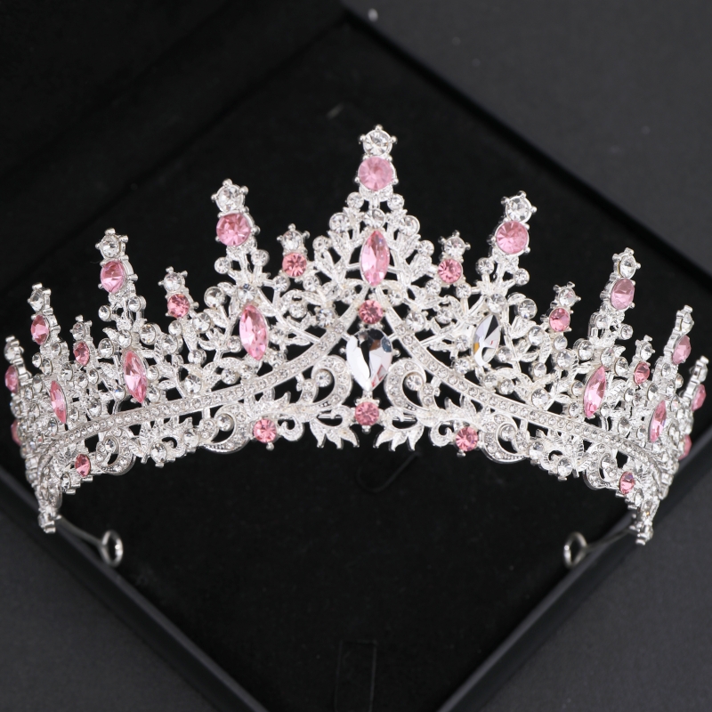 Barok Kristal Tiara 'S En Kronen Strass Prom Diadeem Kroon Voor Vrouwen Bruids Bruiloft Haaraccessoires Sieraden Kroon Tiara: Antique Silver Plated