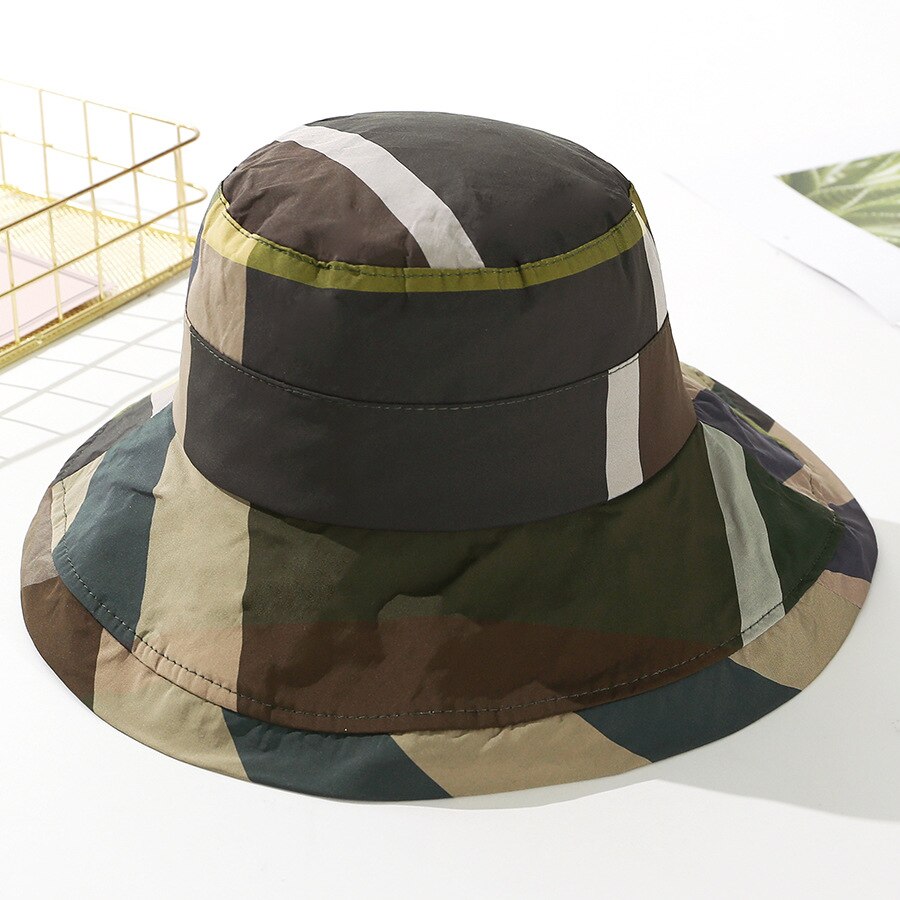Été seau chapeau femmes plage soleil disquette chapeaux plat pliable coton casquettes: color2