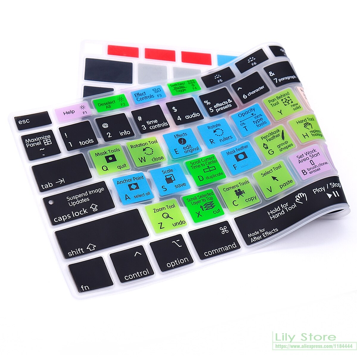 for MacBook Air 13 Inch Touch ID A2179 and A2337 M1 Chip After Effects Shortcut Hotkey Silicone Keyboard Cover Skin