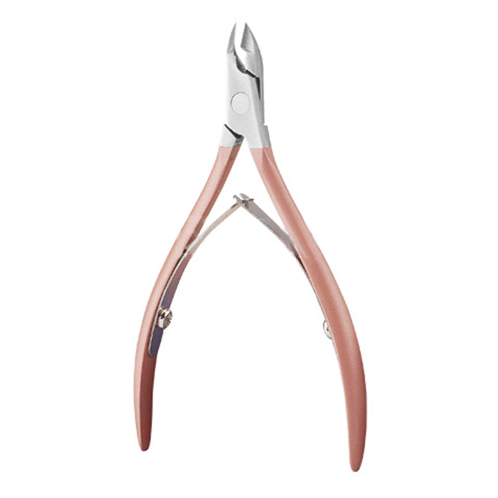 De acero inoxidable producto para eliminar la piel muerta cortador de uñas de Cuticle Remover tijera dedo del clavo del dedo del pie alicate para uñas de Gel polaco arte herramienta de maquillaje: Rose Gold
