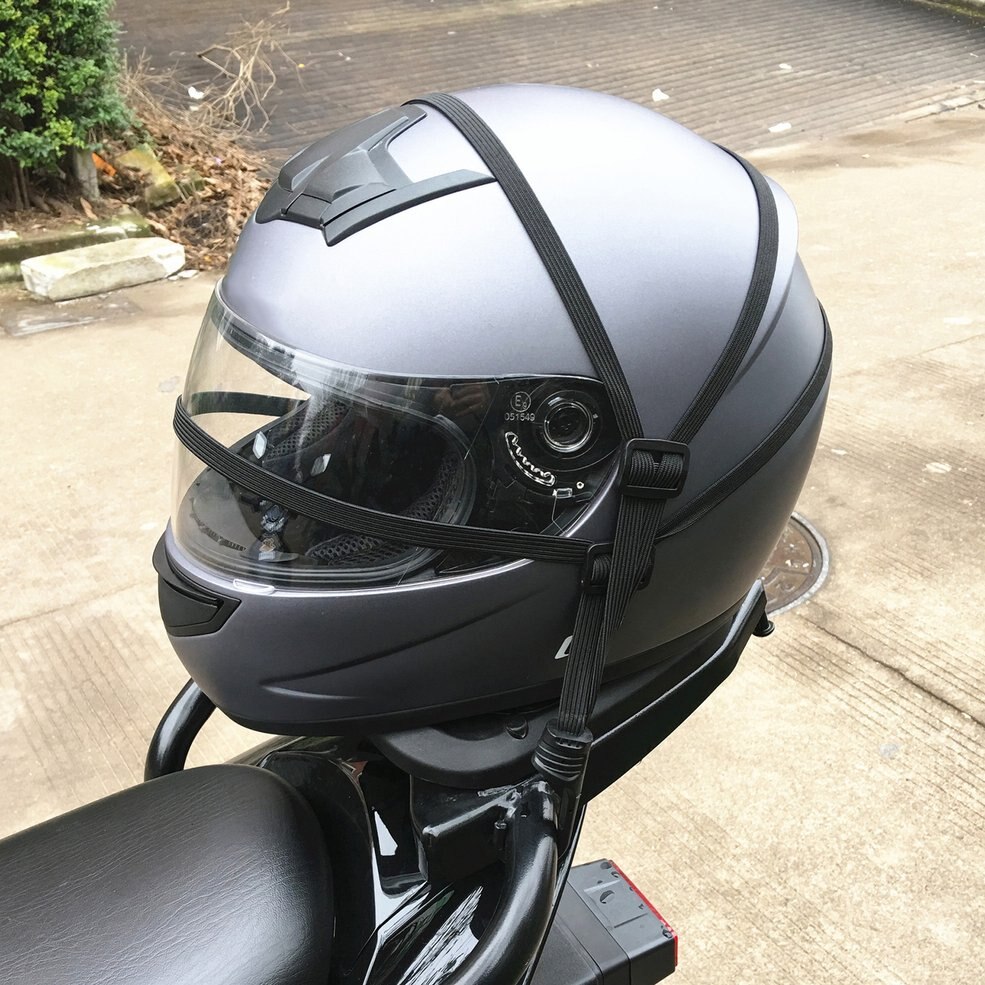 Corda elástica retrátil da força do capacete da motocicleta de 60-110 cm com dois ganchos bagagem universal cinta flexível laços belting