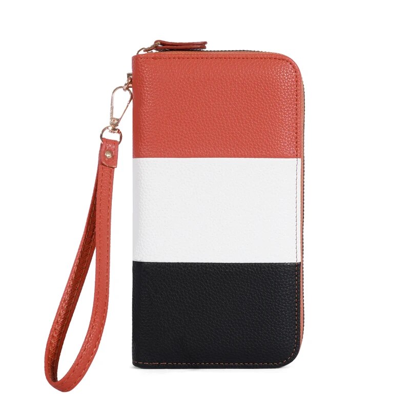 Women's Wallet RFID Blocking Multi Credit Card High Capacity Zipper Clutch Travel Bag Wrist Guard: Coffee