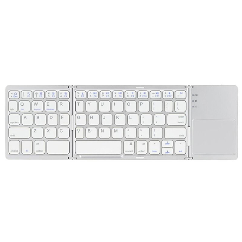 Mini Drahtlose Drei Faltbare Bluetooth Tastatur Mit Klapp Handliche Touchpad Tragbare Tastatur Für IOS Fenster Android ipad Tablette: weiß