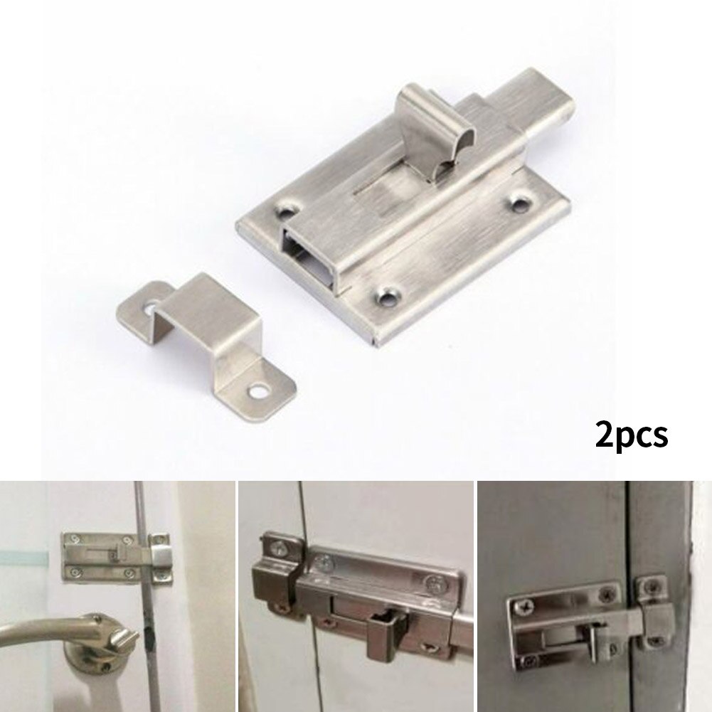 2× Stainless Steel Slide Bolt Bathroom Bedroom Toilet Door Sliding Lock Latch Hardware Gate Safety Door Bolt Tower Window Catch