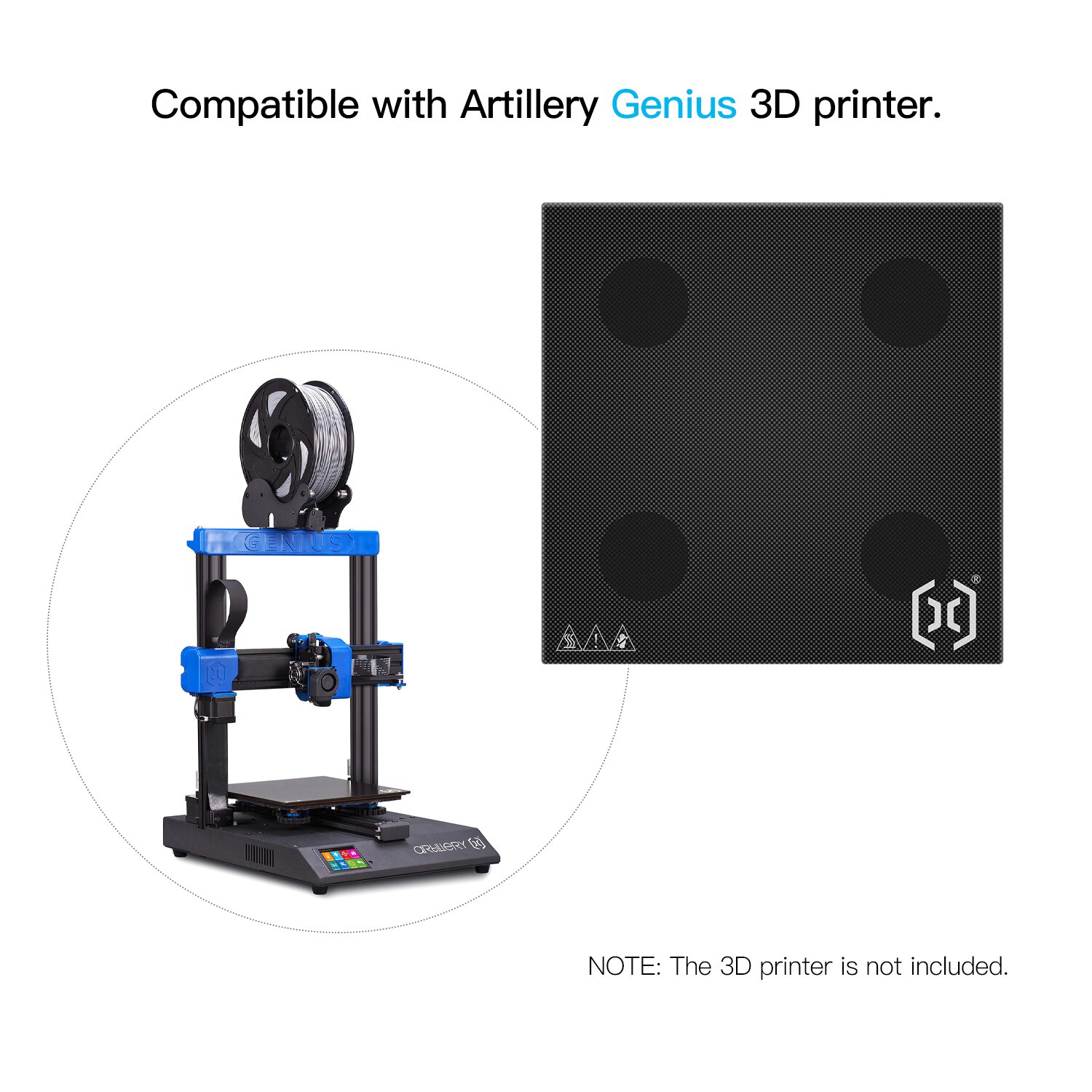 Artillerie 3D Printer Glas Bed Platform Carbon Silicon Crystal Glas Print Bed Bouwen Oppervlak Voor Sidewinder X1/Genius 3D printer: For Genius