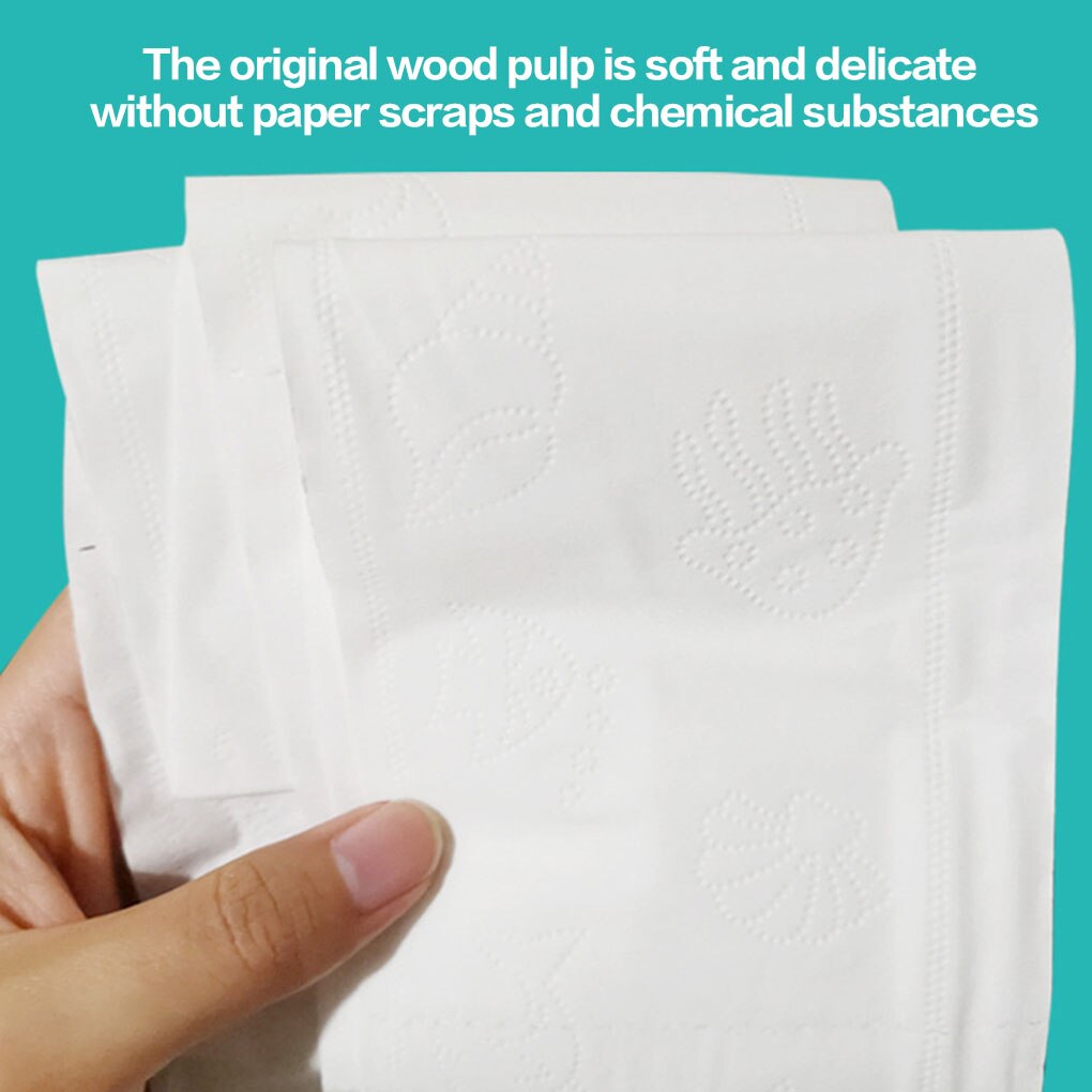 Raw Wood Pulp 4-ply Embossed Texture Toilet Paper Home Office Restaurant Bathroom Paper Tissue Towel