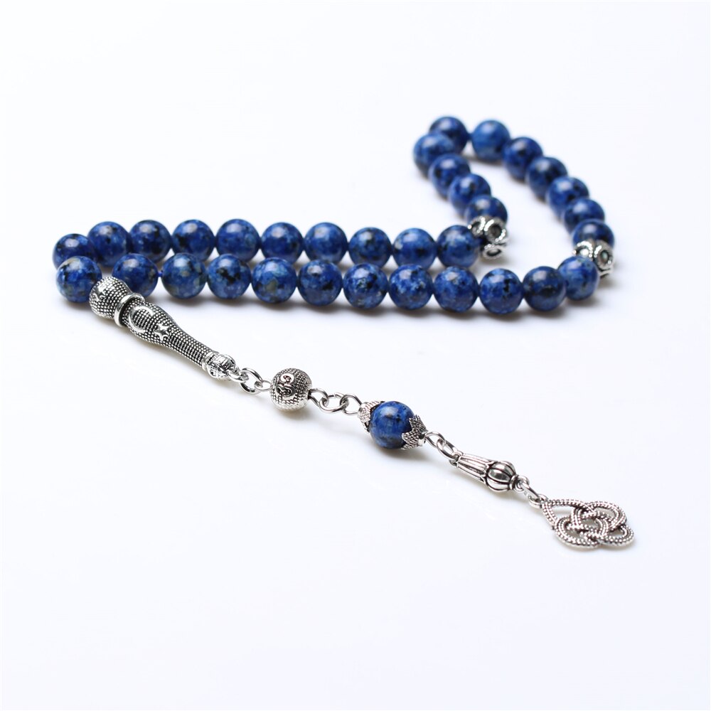 Atacado 8mm azul pedra borla oração grânulos islâmico tasbih muslim rosário colar