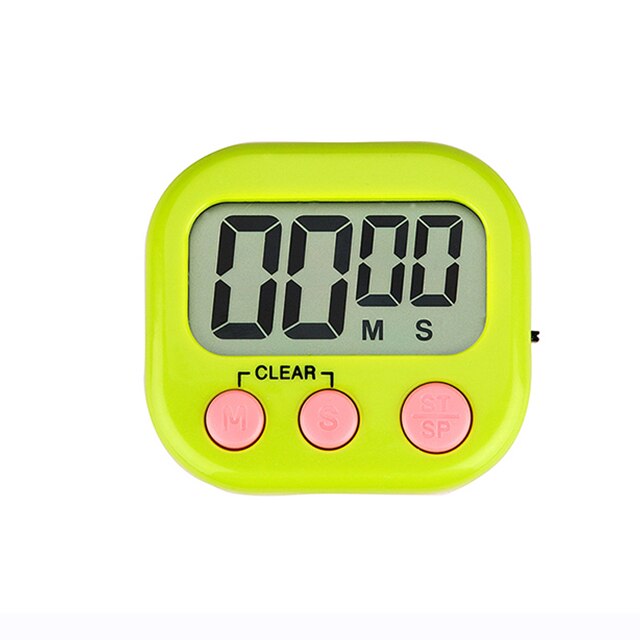 Kitchen Timer Positive Negative Baking Timer Reminder Timing Big Loud Alarm Magnetic LCD Display Large Screen Electronic Timer: Green