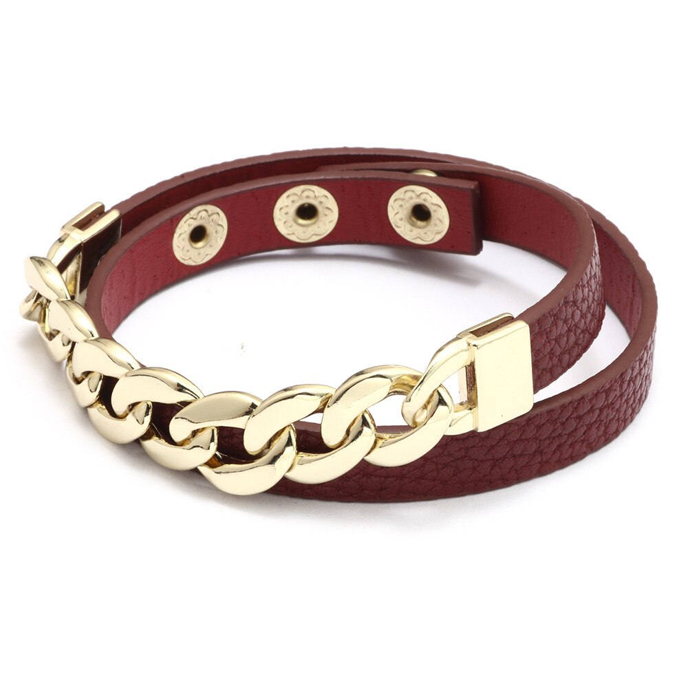 TOTABC Paar Armbinde Gold Überzogen Bordstein Kette Armbinde Armbinde und Armreif Charme feminin Armbinde Leder