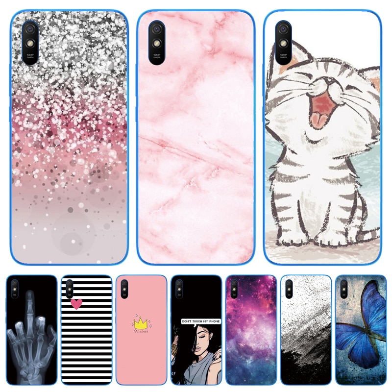 Para xiaomi redmi 9a caso silicone amortecedor macio tpu fundas caso de telefone para xiaomi redmi 9a redmi9a caso capa traseira escudo coque