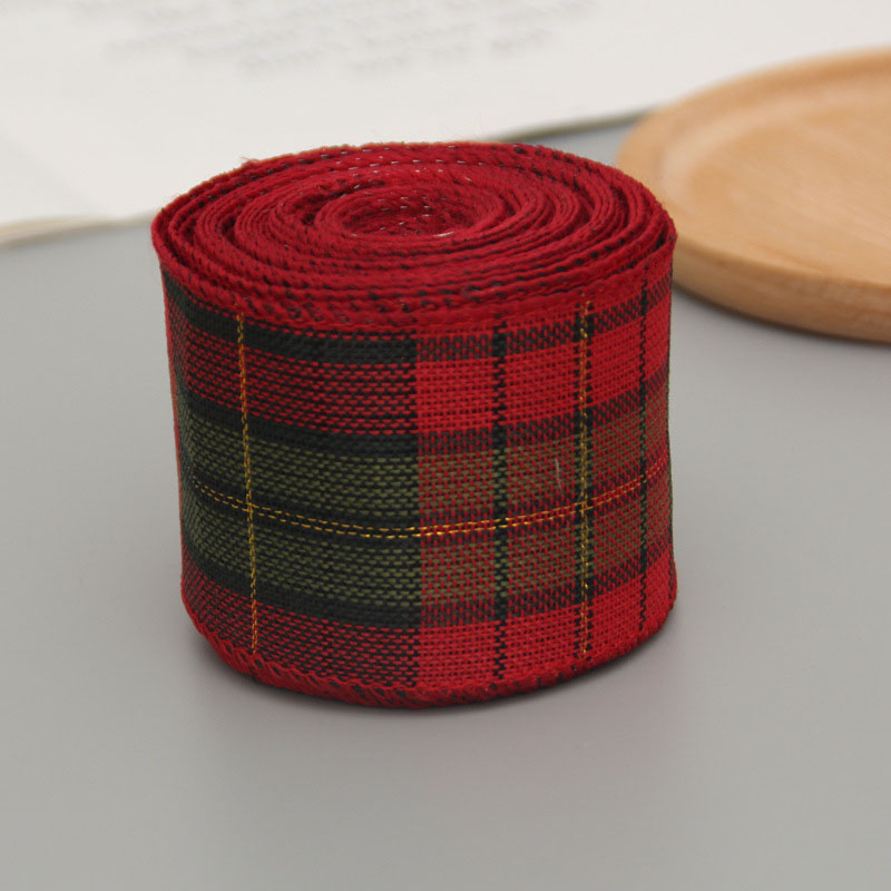 Checkered Wired Edge Ribbons 6m British Style Buffalo Plaid Gingham Roll DIY Embroidery Decoration for Sewing Wrapping TUE88