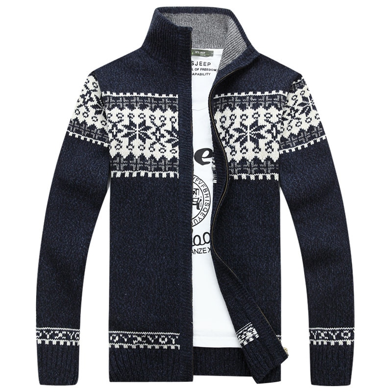 Herre uld cardigan efterår vinter varm tyk patchwork mandarin krave langærmede trøjer strikket bomuld afslappet herrejakke