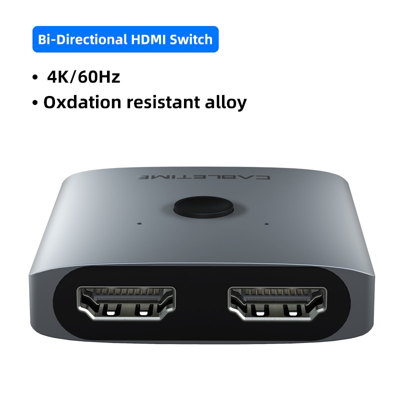 CABLETIME HDMI Splitter 4K 60Hz 1x2/2x1 Adapter HDMI Switcher 2 in 1 Converter for latop Macbook Air HDTV PS4 HDMI Switch C355: Only HDMI Switch