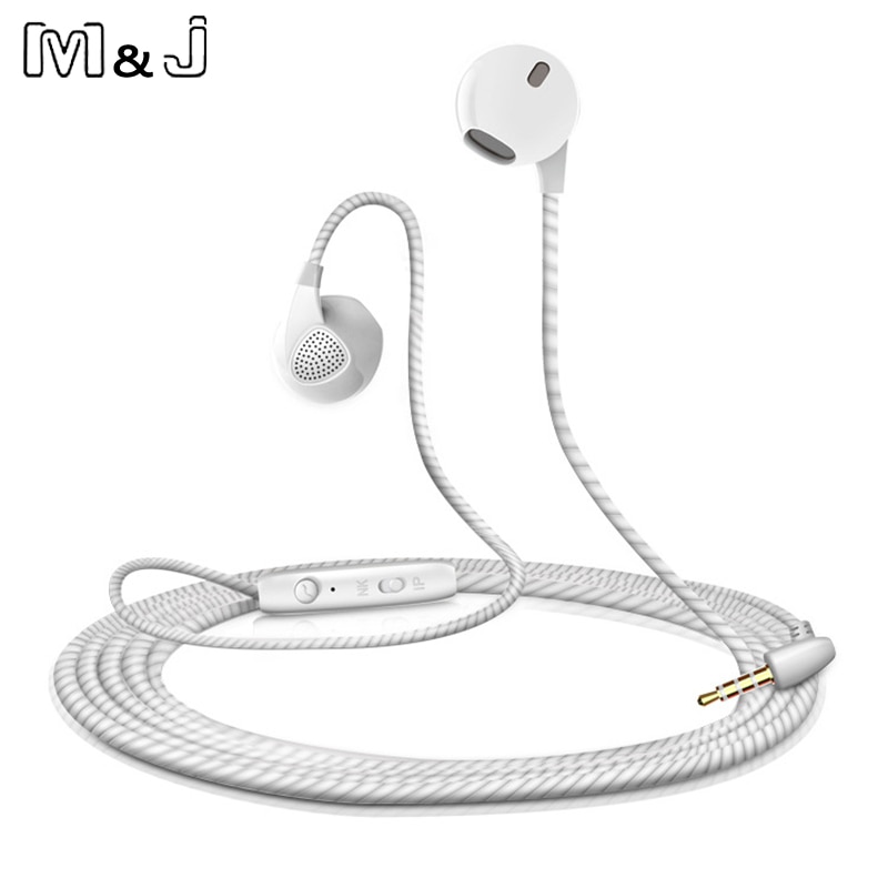 M & J écouteur pour iPhone 6 6S 5 téléphone casque avec Microphone 3.5mm Jack basse casque pour Iphone Apple Sumsang Sport casque