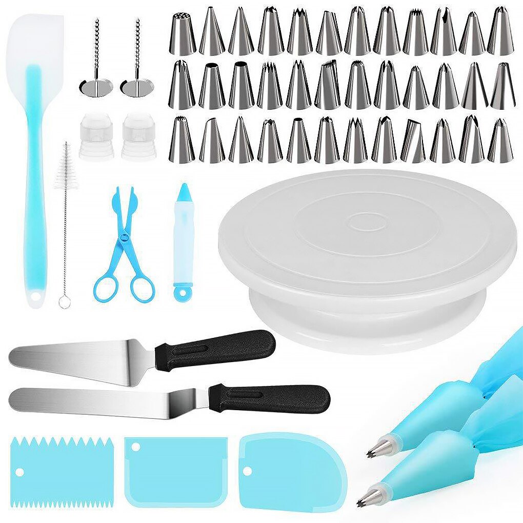 52 Pcs Cake Turntable Set Cake Decorating Dessert Baking Tools Pastry Tube Decors Bakeware Kitchen for Chocolate Pancake