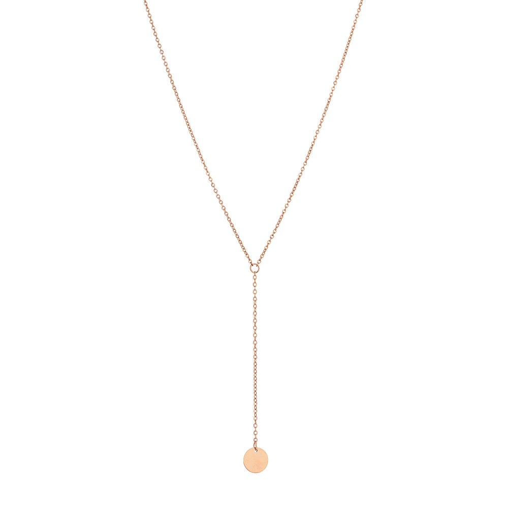 Schlichte edelstahlkette mit 1cm kreisförmigen anhängern, zarte y-halskette als #39: Roségold