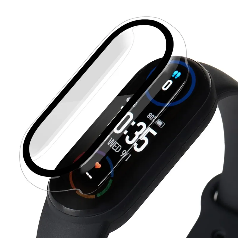 Funda de película de cobertura completa 3D para Xiaomi Mi Band 7 NFC 6 5 4 3 HD Protector de pantalla antiarañazos parachoques general para MiBand 7 6 5 4 Mi7: XXXL / Caqui