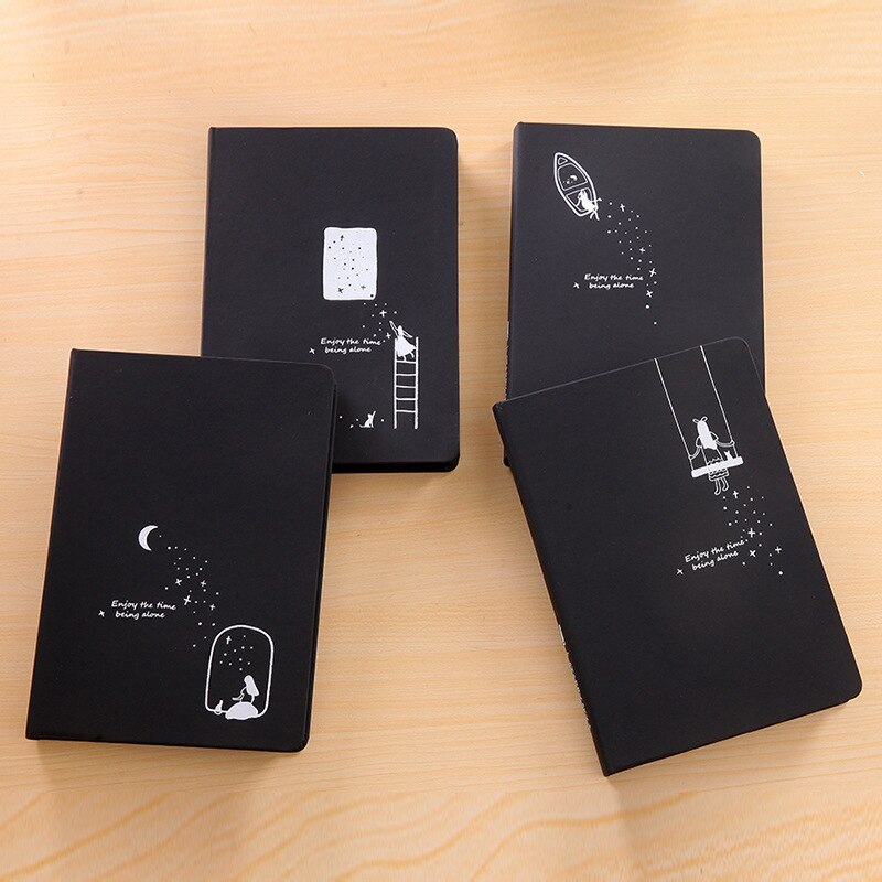 Black Card Notebook Diary DIY Blank Black Paper Sketch Book 96