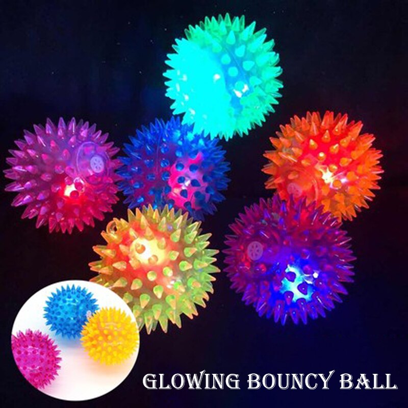 Flashing Spiky Ball Light-Up Rubber High Bouncy Ball Sensory Hedgehog Ball Glow Party Birthday Toy Prize Favor pet Toy