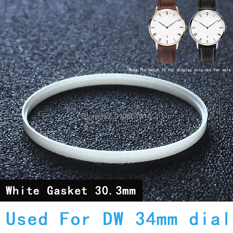 Guarnizione per orologio nera bianca DW 37.6 33.8 33.6 31.3 30.3 29.5 23.6mm diametro utilizzato per cassa frontale vetro rondella di plastica orologio sostituire parte: bianca 30.3mm