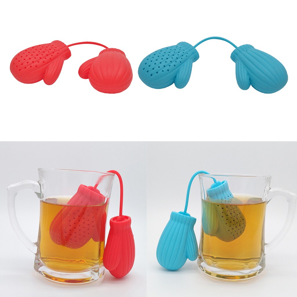 1Pcs Kerst Handschoenen Vorm Siliconen Mesh Thee-ei Kopje Thee Filter Perfect Theezeefjes