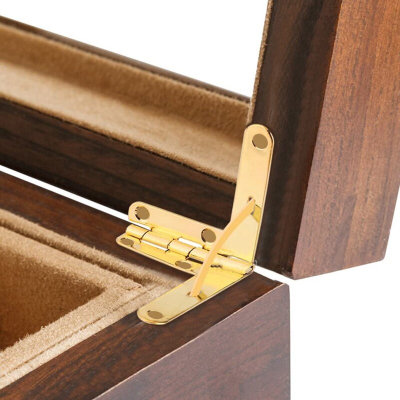20 PCS 90° Spring Hinge Tenon Hole Support Tool, Suitable For Small Jewelry Wine Clock Door (Gold)
