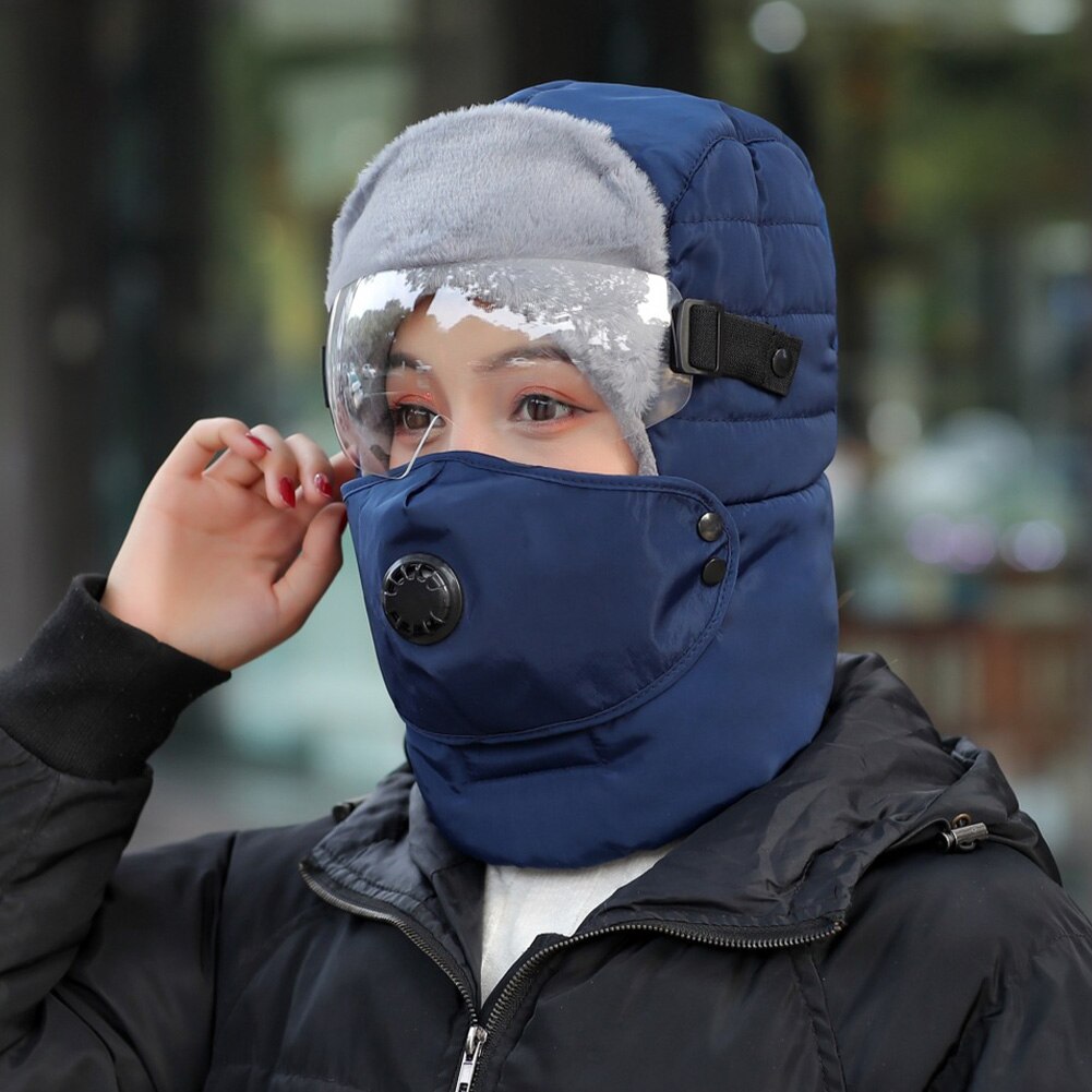 Riding Warm Winter Snow Caps Full Face Windproof Soft Protective Earflap Outdoor Thickened Bomber Hat With Glasses Ski