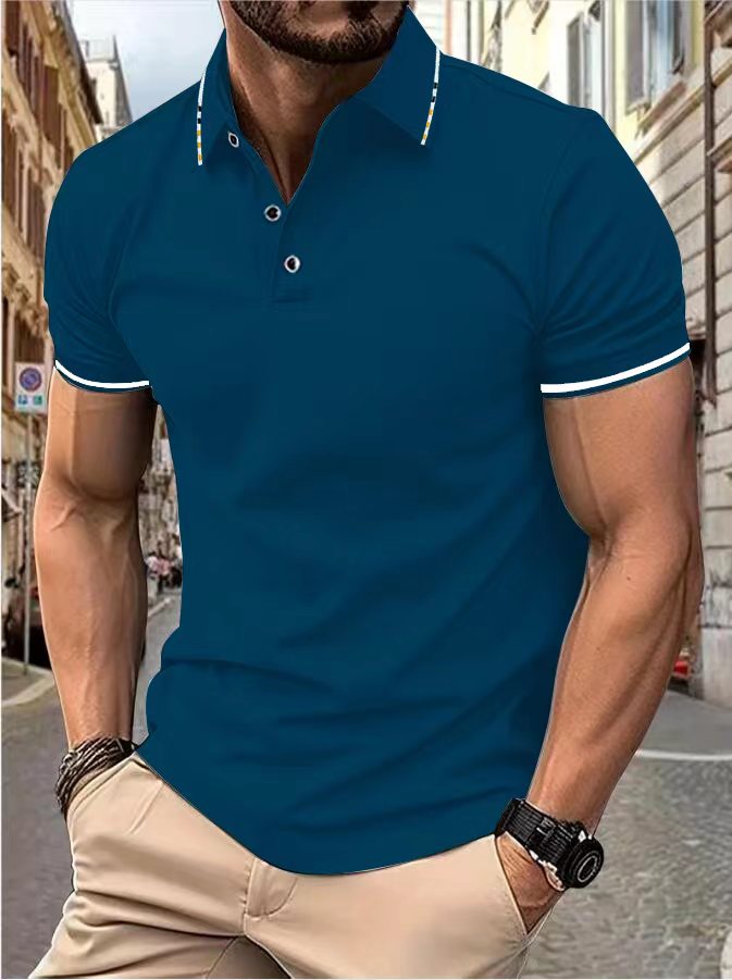 Polo d'été décontracté à manches courtes pour hommes, T-shirt à revers de couleur, à la: XL / Clair