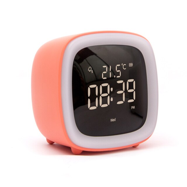 Cartoon Alarm Clocks Cute Tv Pet Kids Clock Multifunctional Digital Led Night Wake Up Light Table Clock Temperature Display: Orange