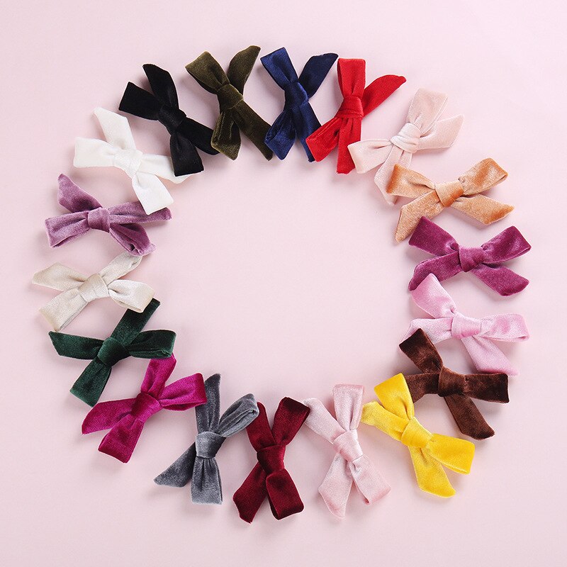 Haaraccessoires Kids Fluwelen Haarelastiekjes Voor Meisjes Solid Knoop Haarspeldjes Baby Mini Haarspelden Handgemaakte Haarspeldjes Hoofddeksels