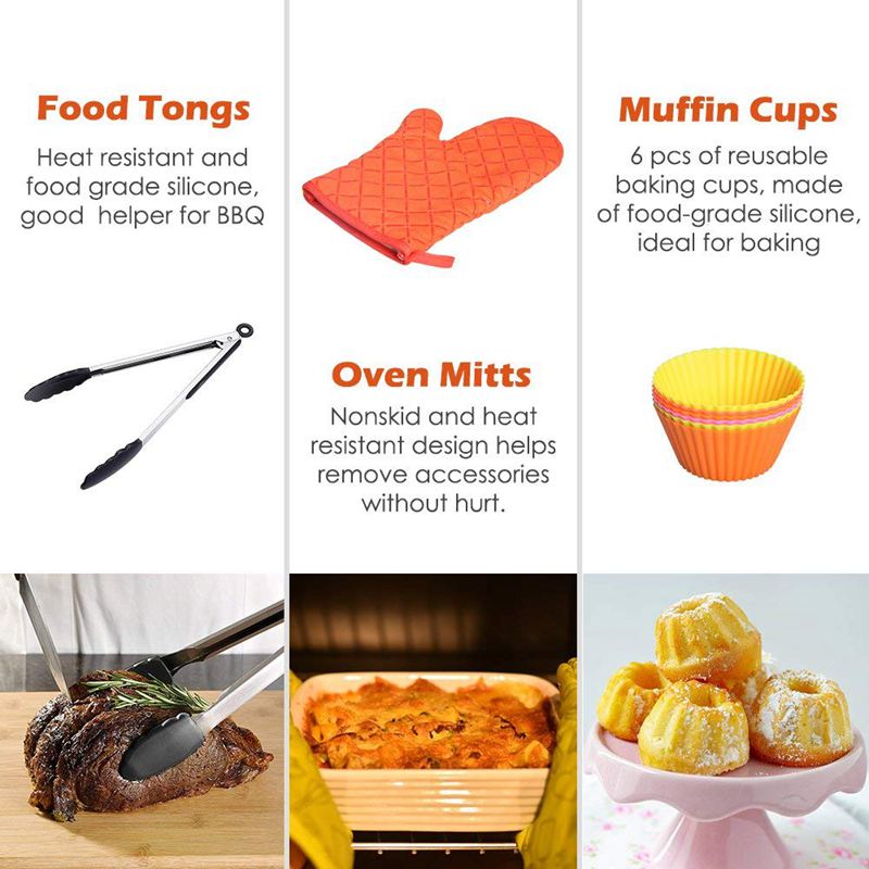 Frityrgryte tilbehør 8 tommer til 5.8 qt xl frityrgryte , 9 stykker til gowise phillips og cosyna luftfryser, pass 4.2 qt til 5.8 qt,